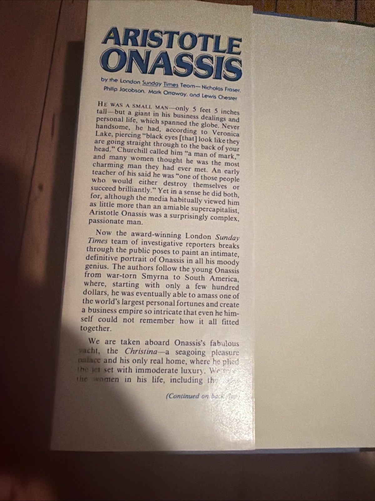 Aristotle Onassis by Mark Ottaway,Philip Jacobson,Lewis Chester HCDJ