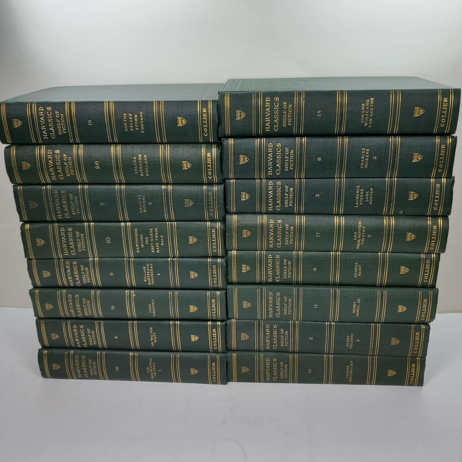 The Harvard Classics – Shelf of Fiction – Hardcover Lot of 16 Books 1917