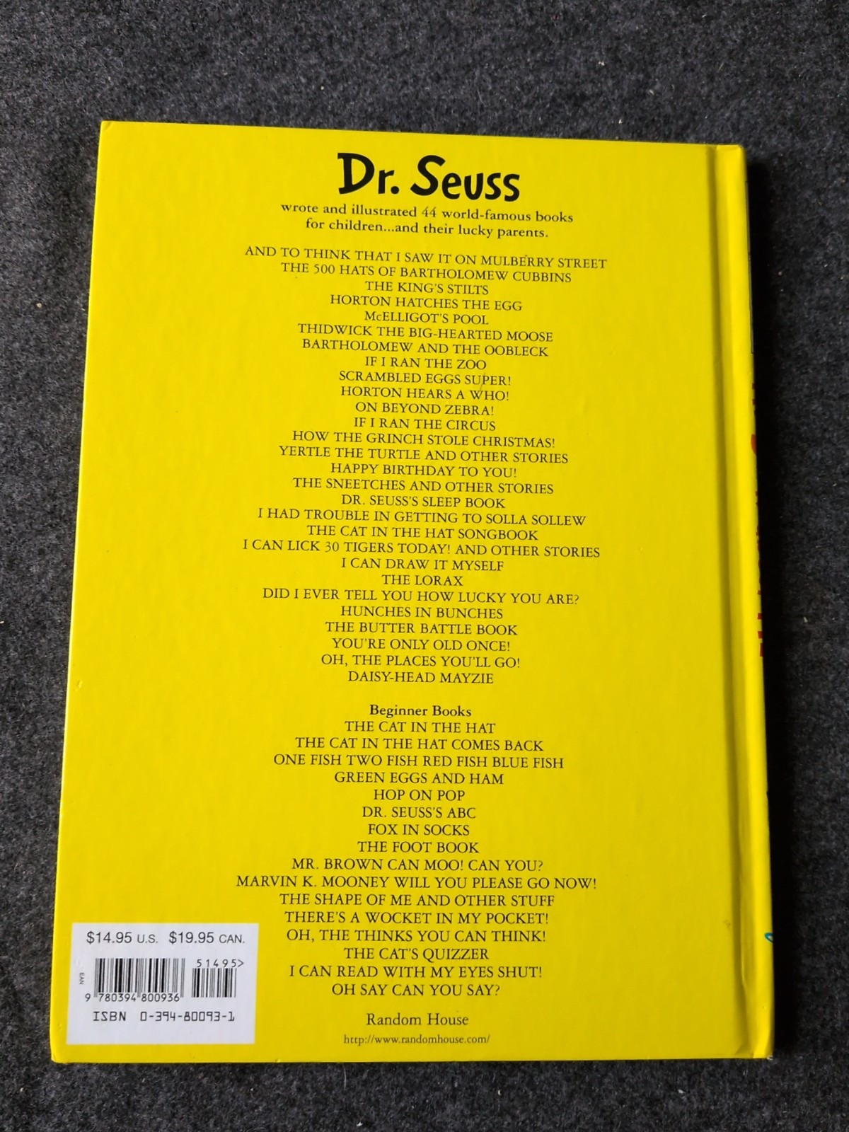 Classic Seuss Ser.: My Book about Me by ME Myself by Seuss (1969) (X)