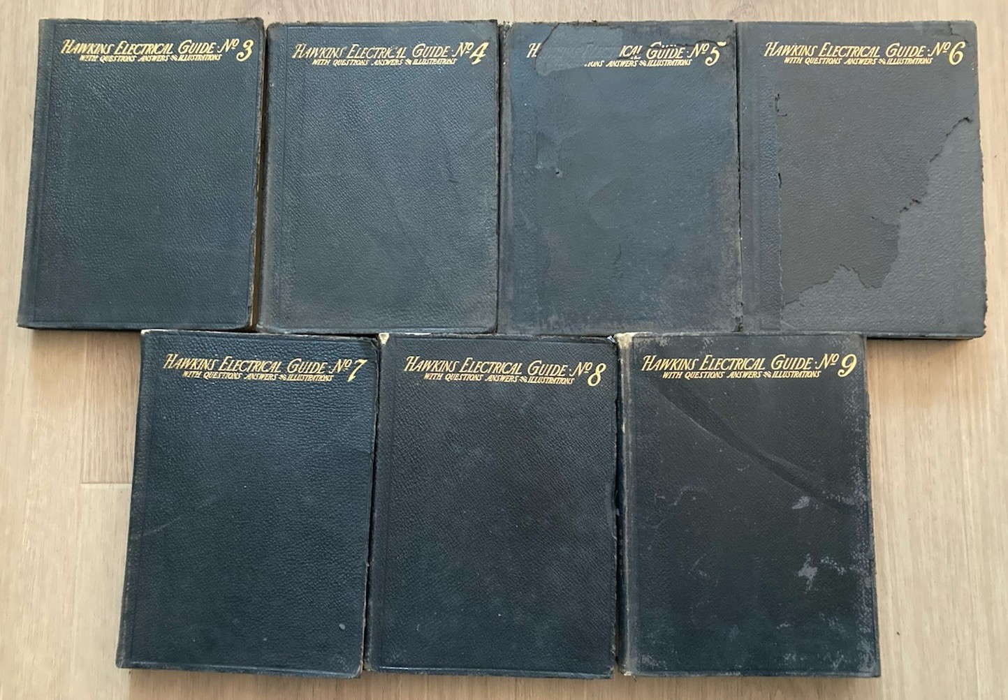 Seven Volumes 3 thru 9: 1st Editions 1914 – Hawkins Electrical Guide