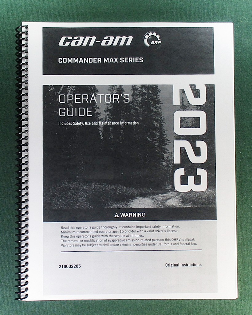 2023 Can-Am Commander Max XT Owner’s Manual: 236 Pages & Protective Covers