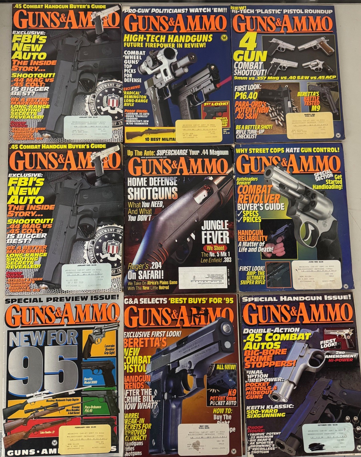 Lot of 34 Guns & Ammo Magazines 1990s–2000s Firearms Handguns Rifles