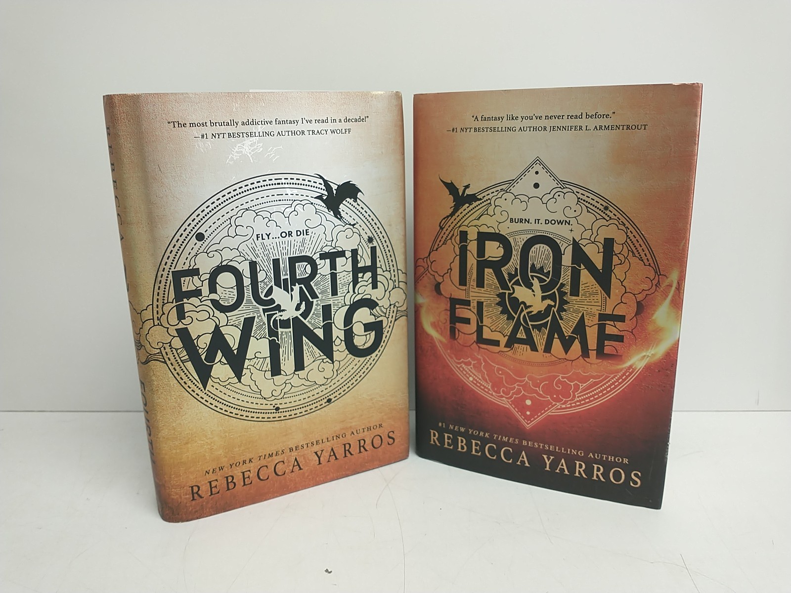 The Empyrean Series by Rebecca Yarros Books 1+2 Fourth Wing Iron Flame HC/DJ