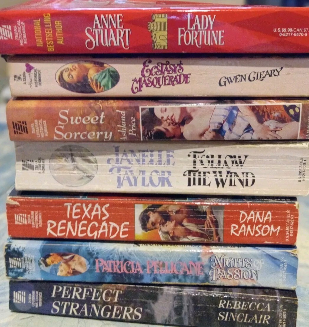Lot Of 7 Romance Novels Zebra Books Paperbacks Titles In Photos