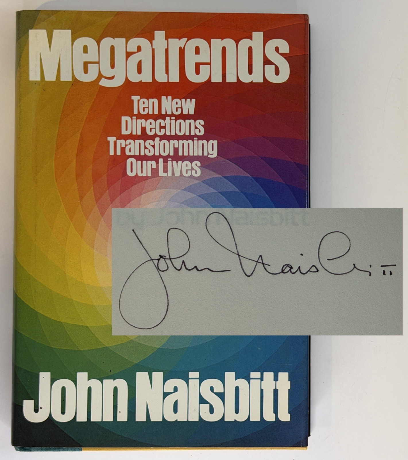 Megatrends SIGNED by John Naisbitt – Dated 1983 hc/dj Predict Futurist Gem! 📖✨