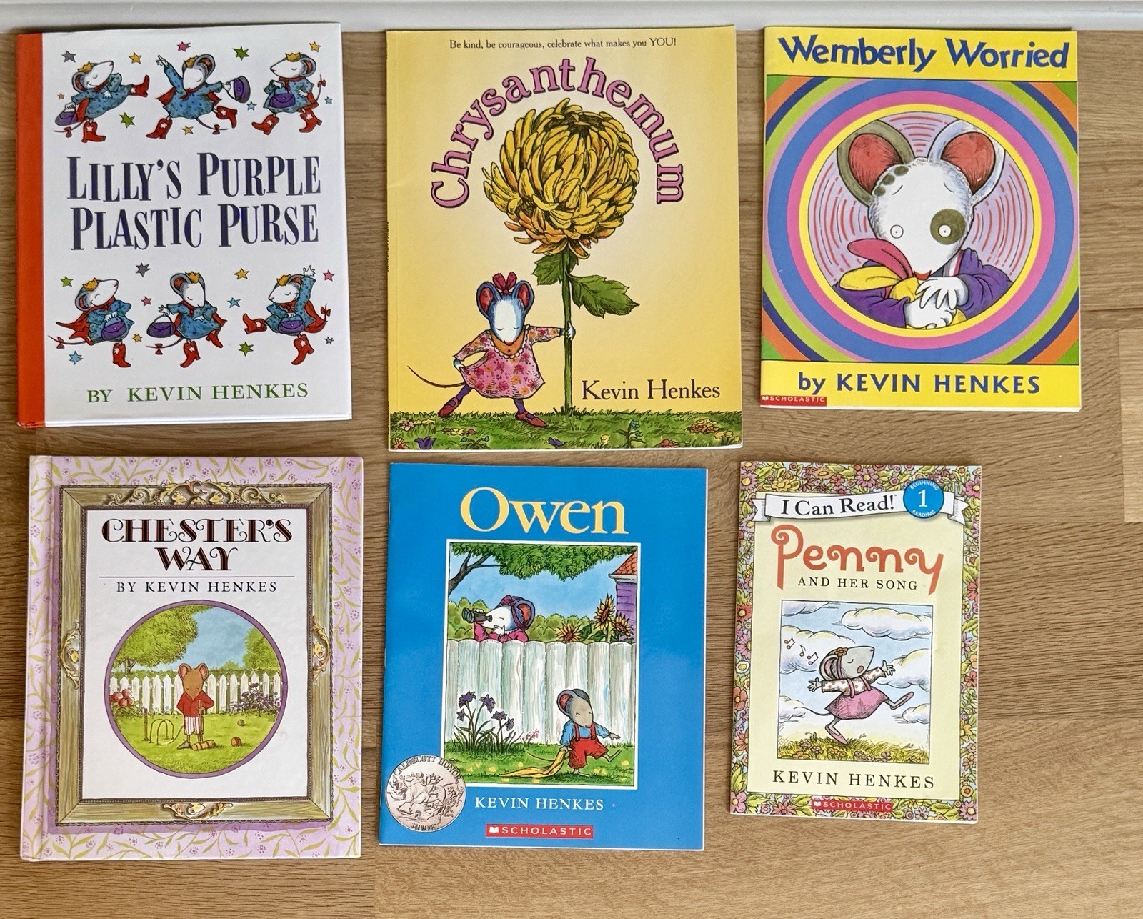 Lot Of 6 KEVIN HENKES Picture Books Lilly| Owen| Penny| Wemberly| Chester HB PB