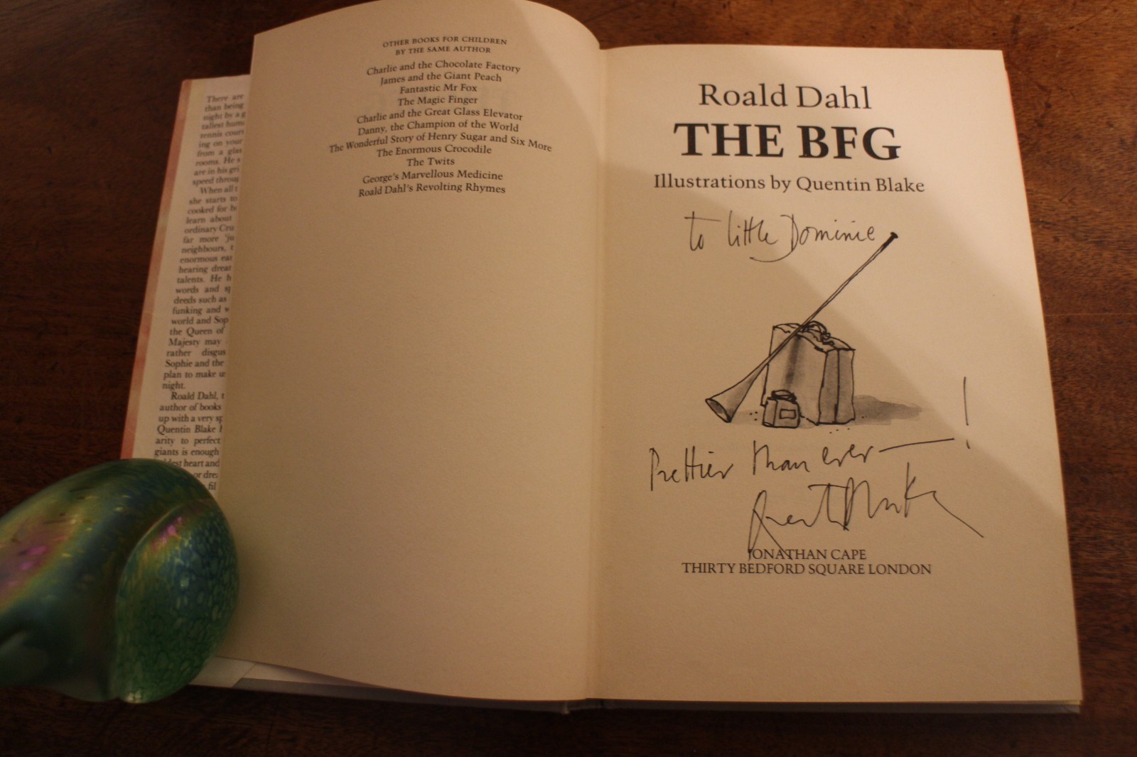 The BFG Roald Dahl First Edition 1st Print Jonathan Cape signed Quentin Blake