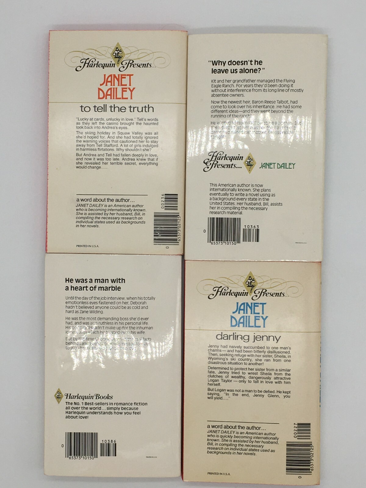 4 Book Lot Vintage Janet Dailey Harlequin Presents Romance 227-236-363-386✨EXC✨