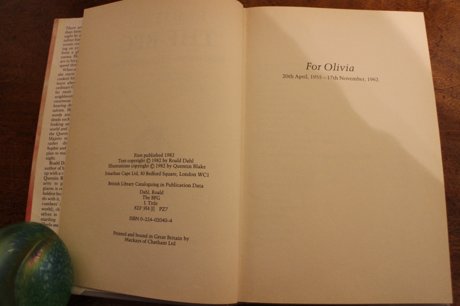 The BFG Roald Dahl First Edition 1st Print Jonathan Cape signed Quentin Blake