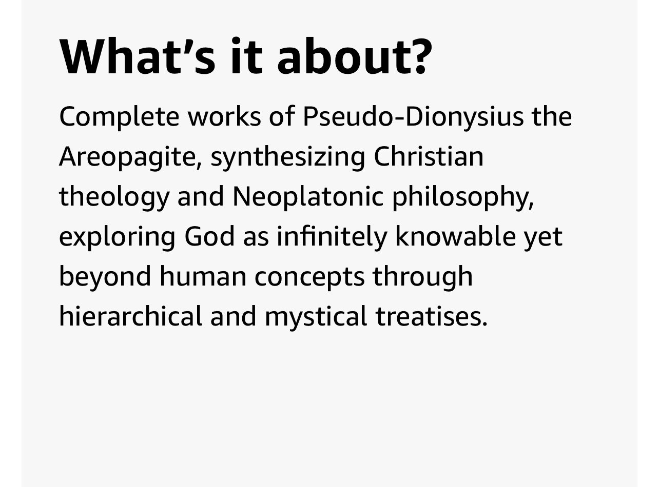 Pseudo-Dionysius the Areopagite Complete Works New Translation Paperback