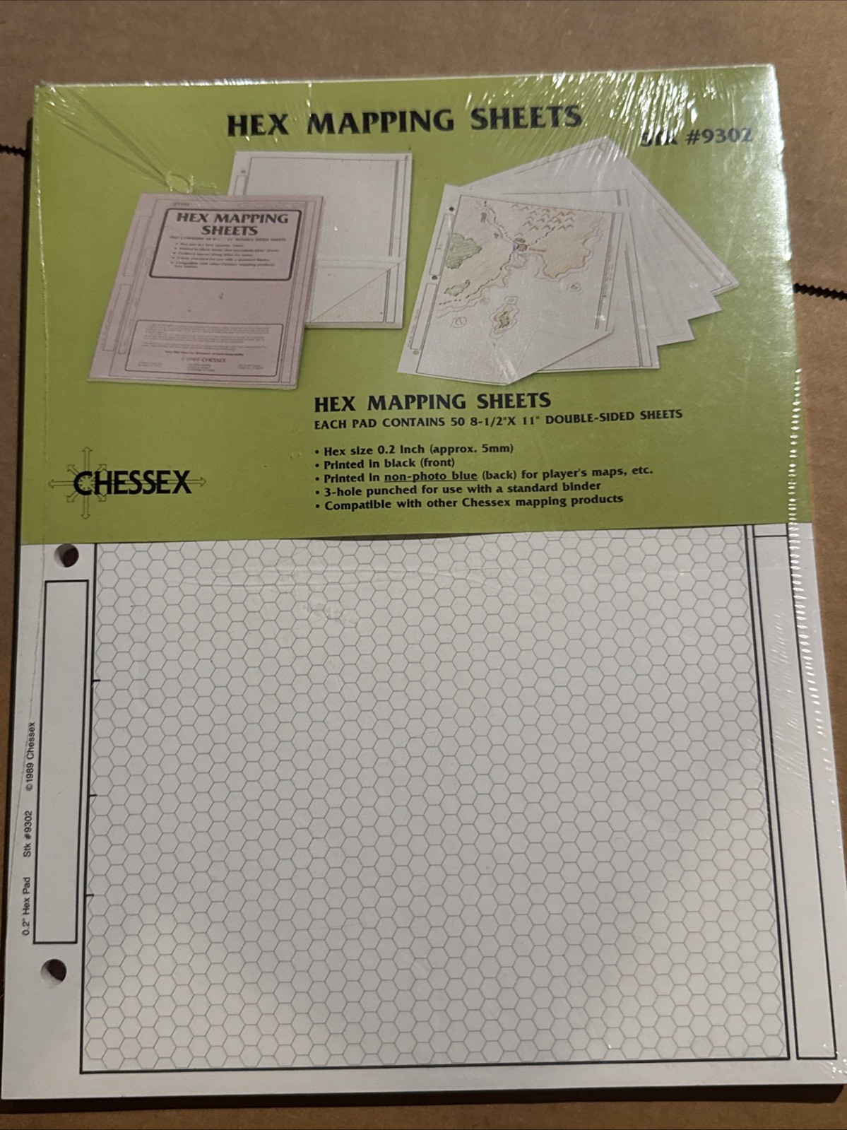 Hex Mapping Sheets (Pad of 50, double-sided, 0.2 inch hexes) Chessex 9302
