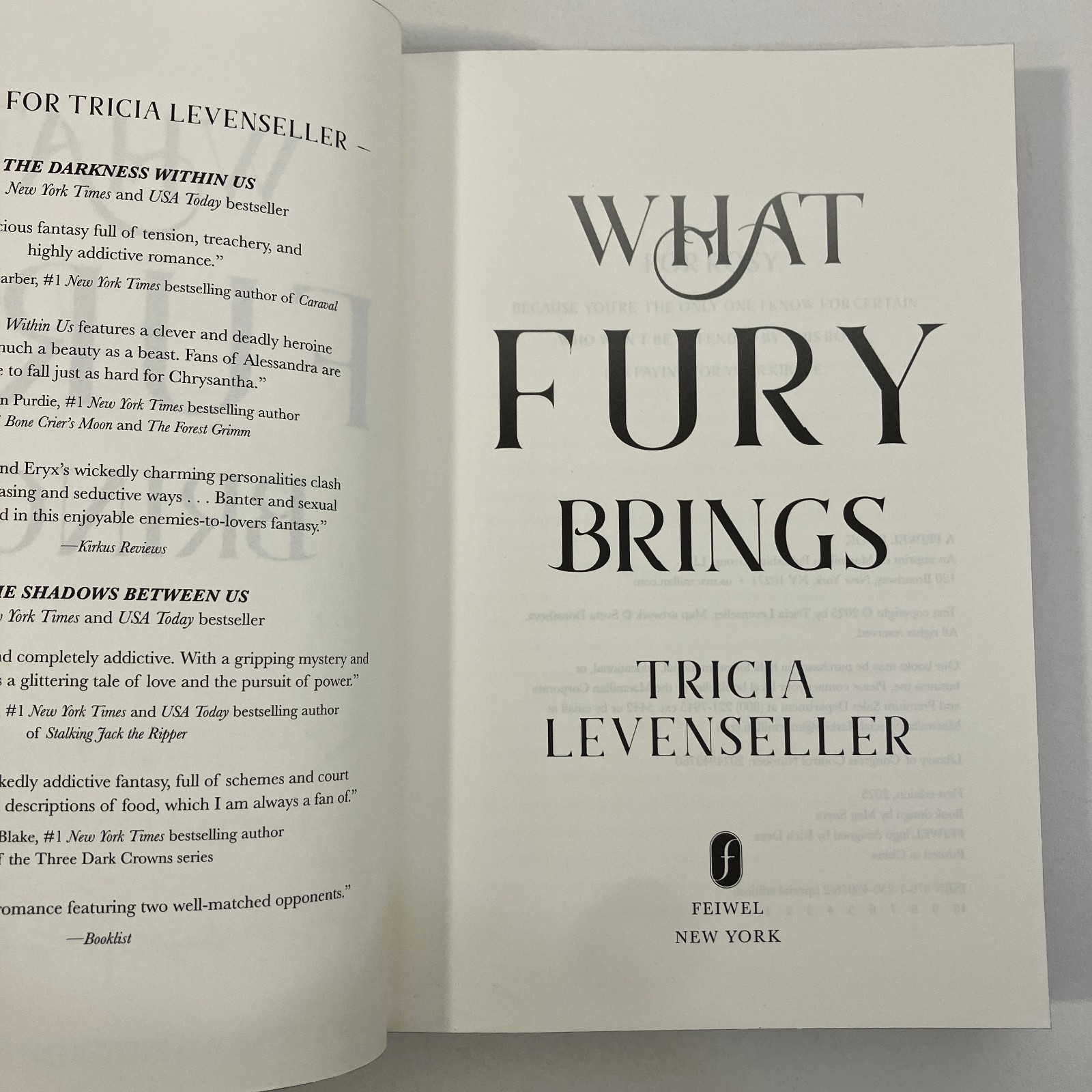 Tricia Levenseller What Fury Brings Owlcrate Signed Edition 2025 HCDJ Feiwel