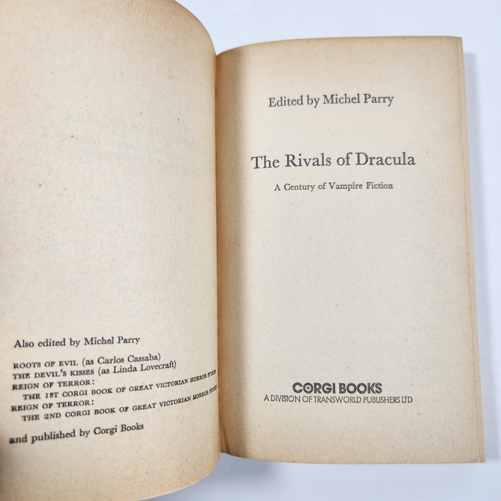Rivals of Dracula Century of Vampire Fiction Michel Parry Vtg Corgi Ed 1977 MMPB