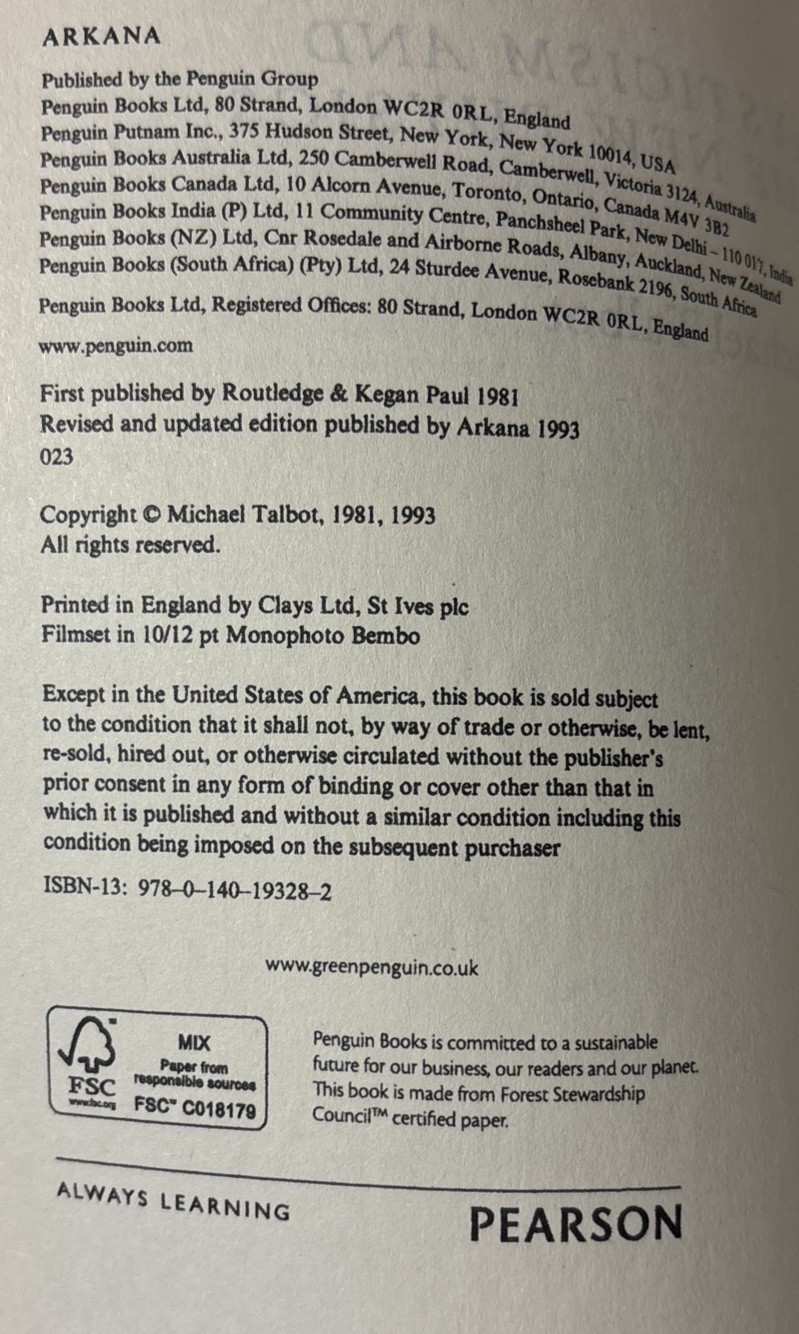 Mysticism and the New Physics (Arkana) by Talbot, Michael Paperback Book