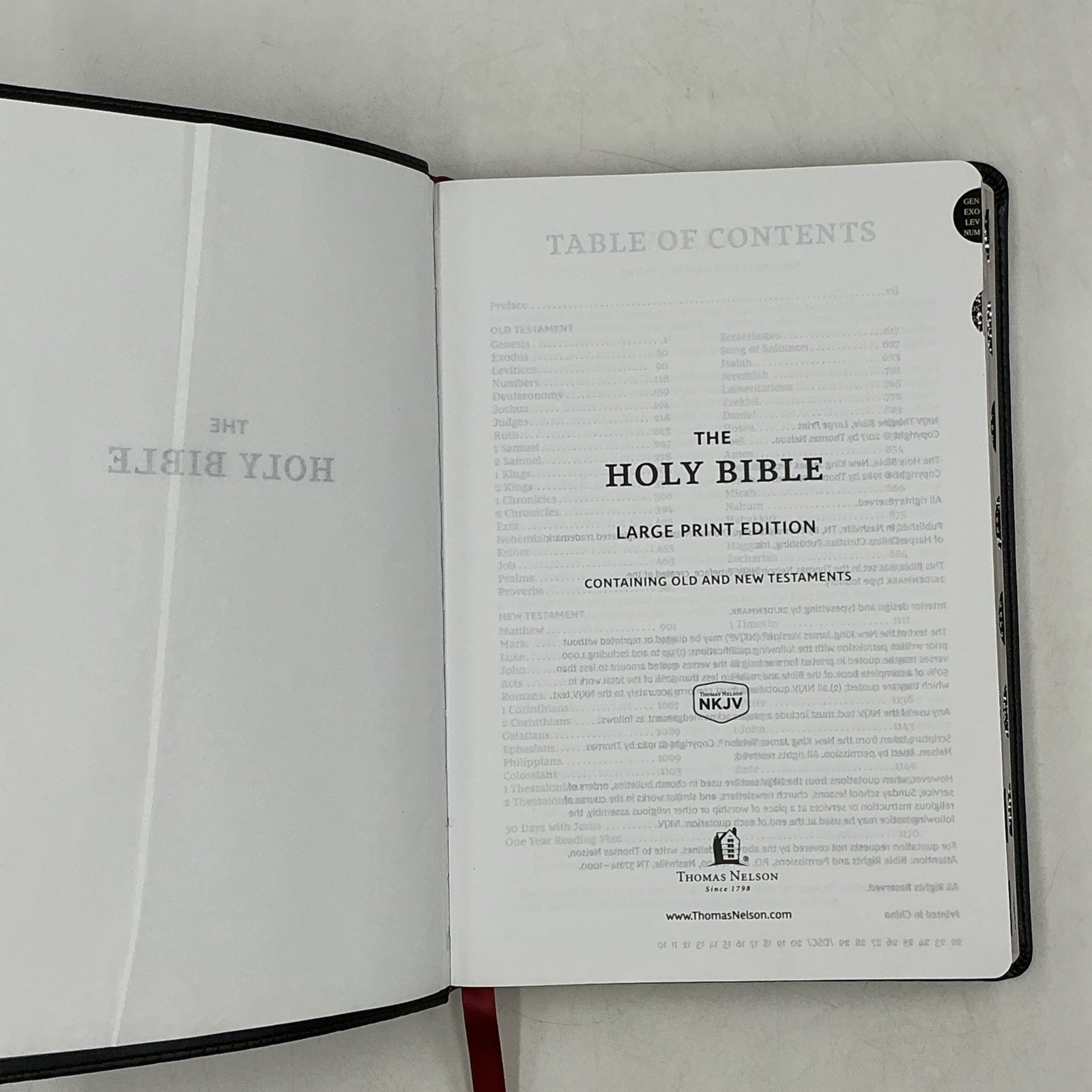 NKJV Large Print Thinline Bible Black Leathersoft Indexed Comfort Print-Red Lett
