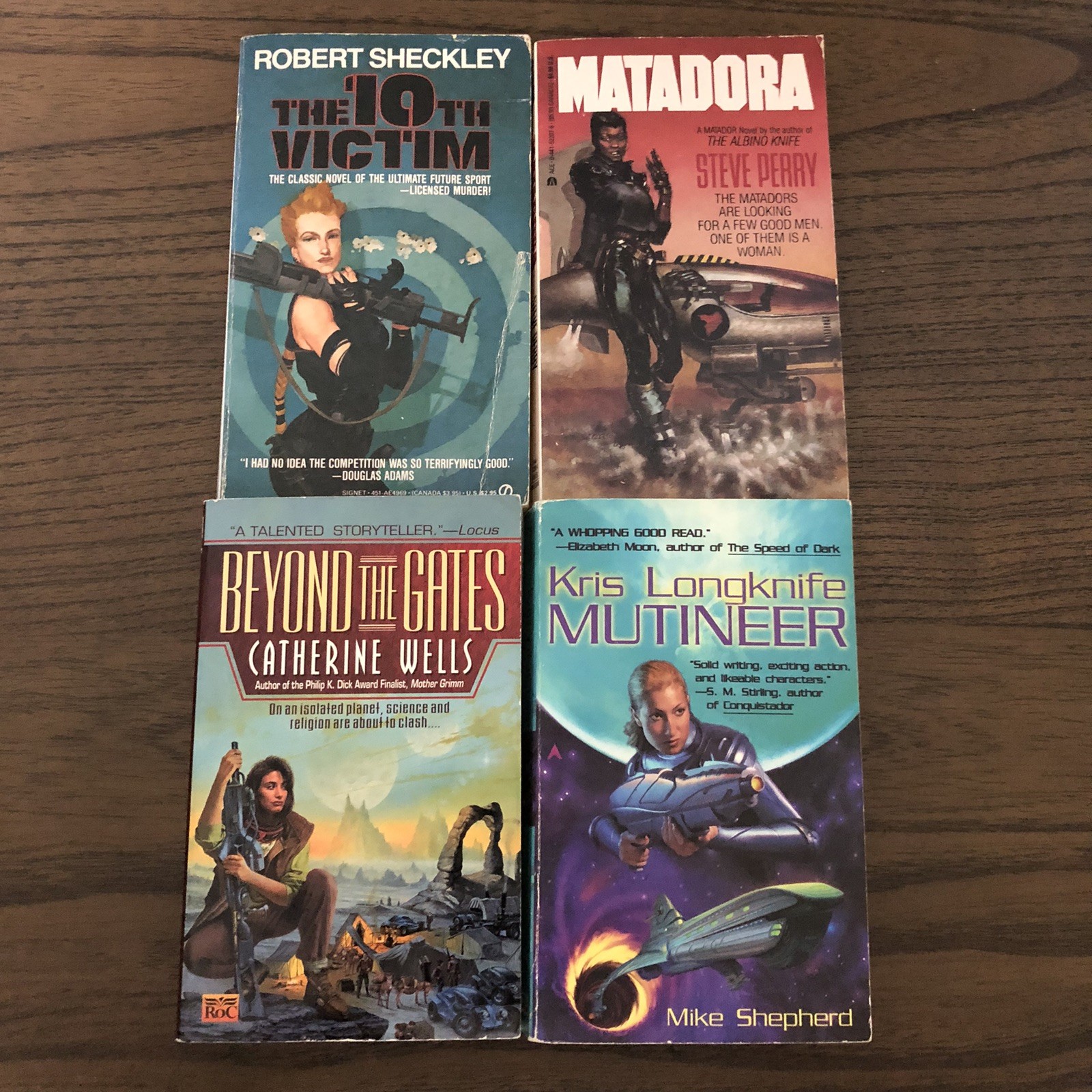 Sci-Fi lot Cathrine Wells Mike Shepherd Steve Perry Robert Sheckley female lead