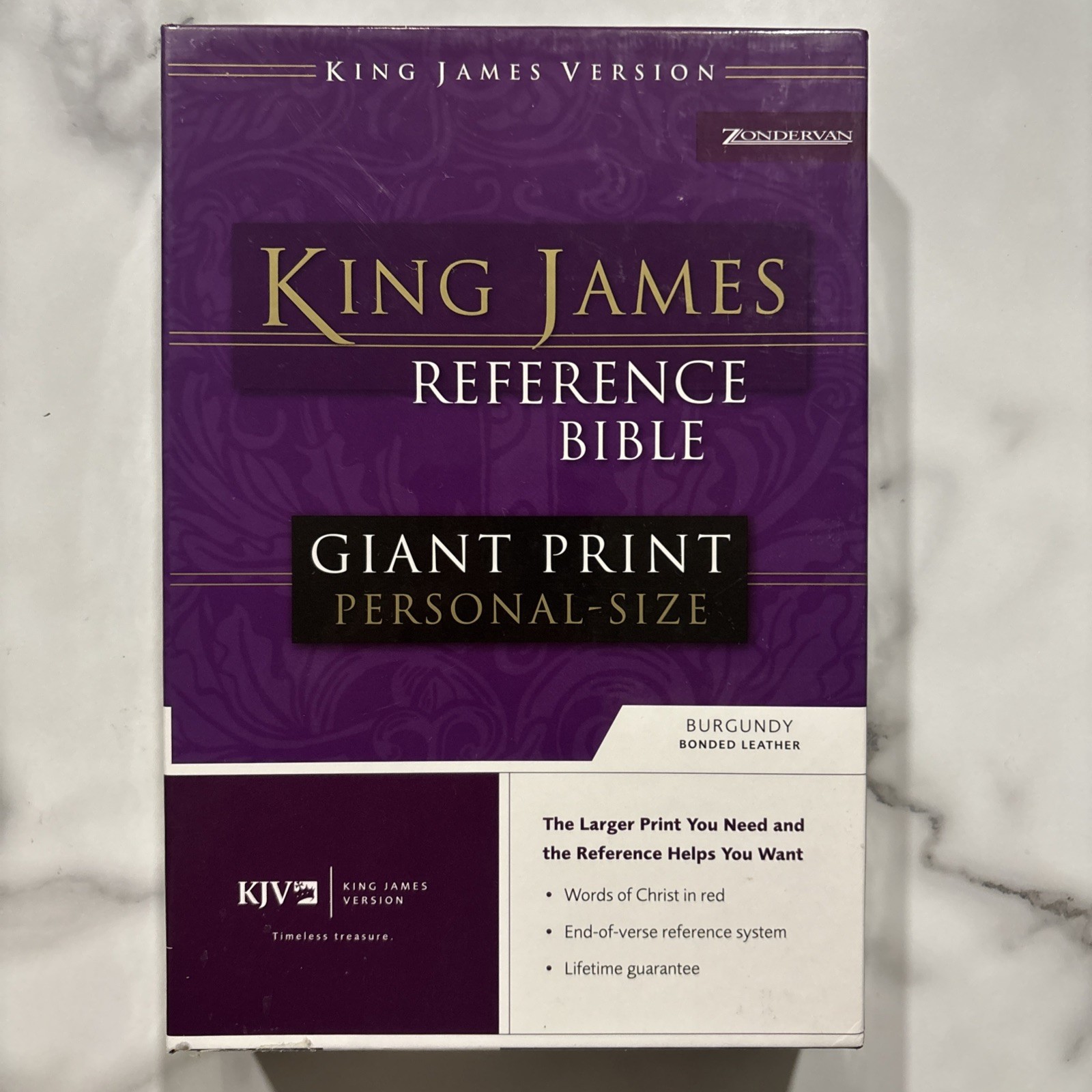King James Reference Bible Giant Print Red Letter Burgundy Bonded Leather Cover