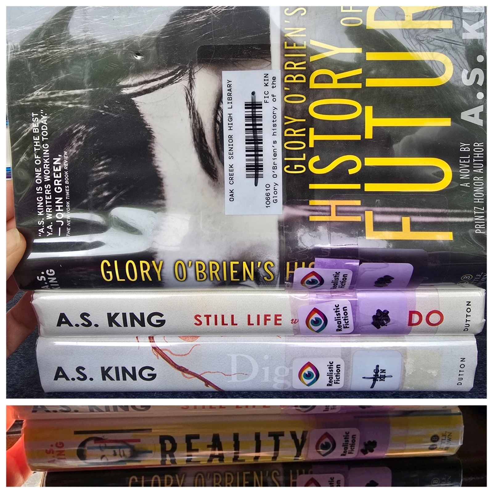 A.S. King Book Lot– Still Life Tornado, Reality Boy, Glory O’Brien, Dig -EX LIB