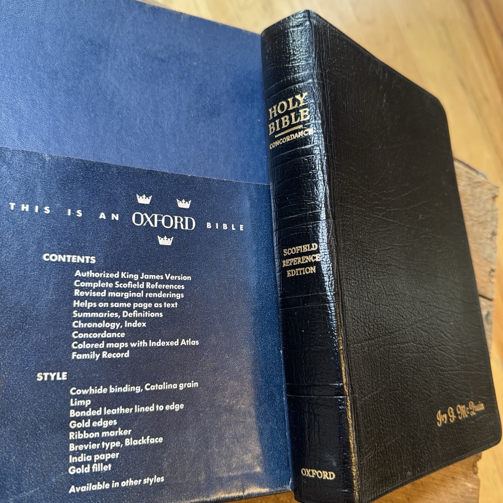 1945 Scofield Reference Bible, KJV Genuine Cowhide Leather, w/ Box Oxford 178x