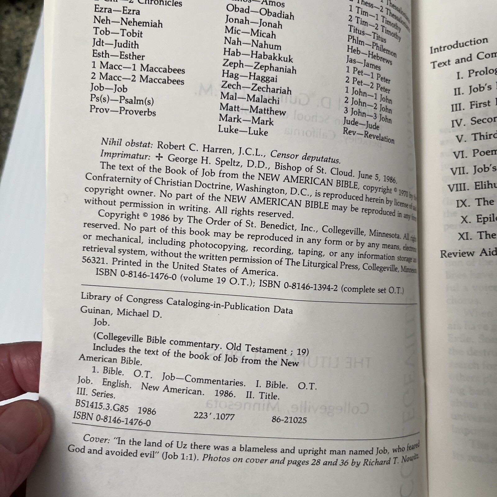 Collegeville Bible Commentary Old Testament Volume 19 Job Liturgical Press