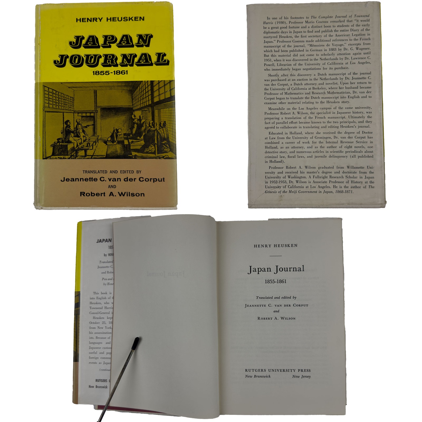 Japan Journal 1855-1861 Henry Heusken 1964 HC Rutgers 1st Ed