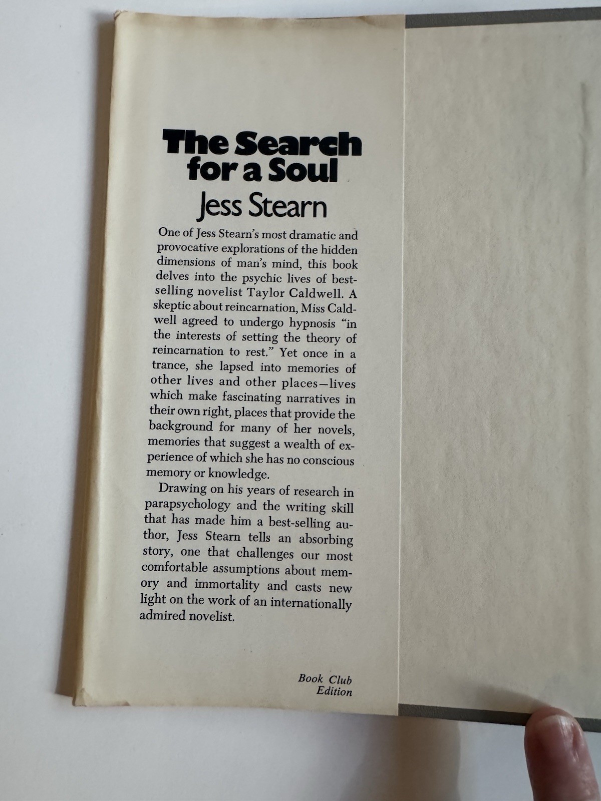 The Search for a Soul Taylor Caldwell Psychic Lives Jess Stearn 1973 BCE HCDJ