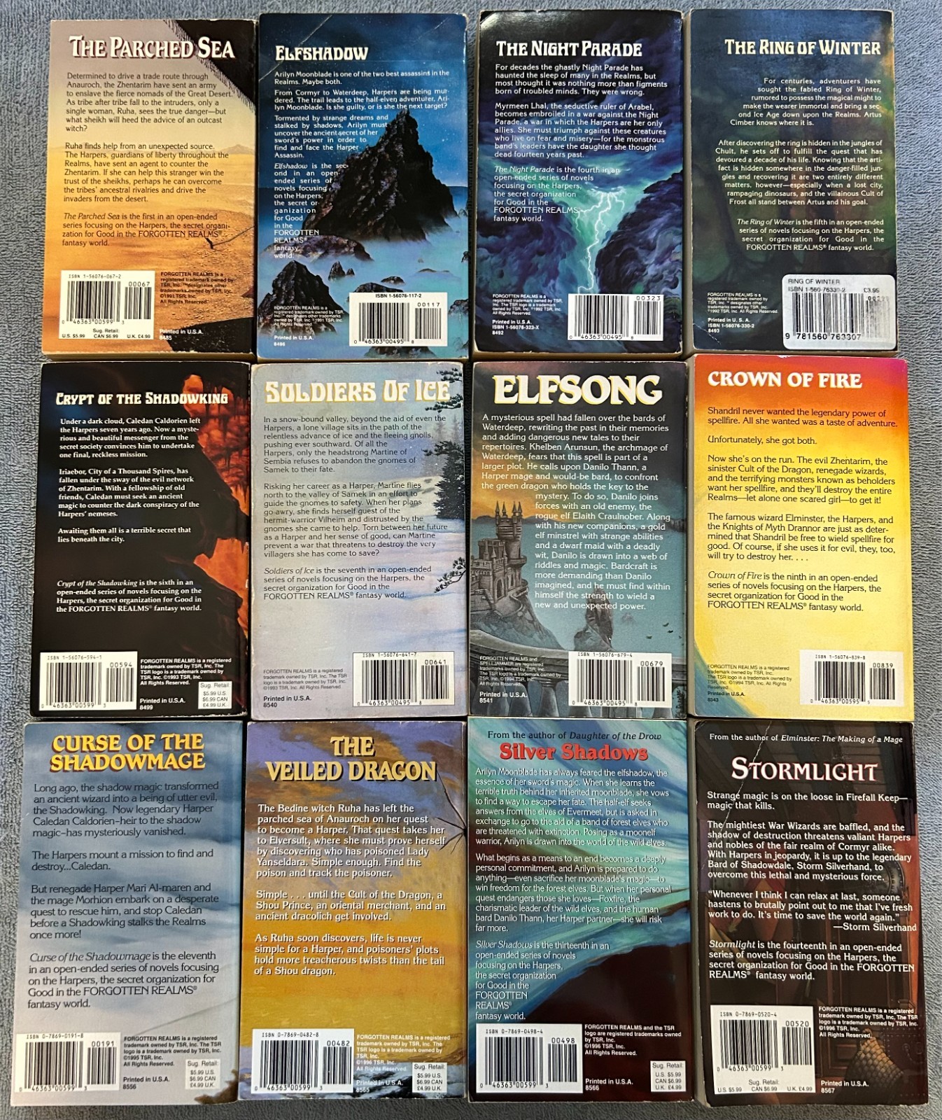 12 The Harpers, (1-2, 4-9, 11-14), Forgotten Realms – 7 books are first prints