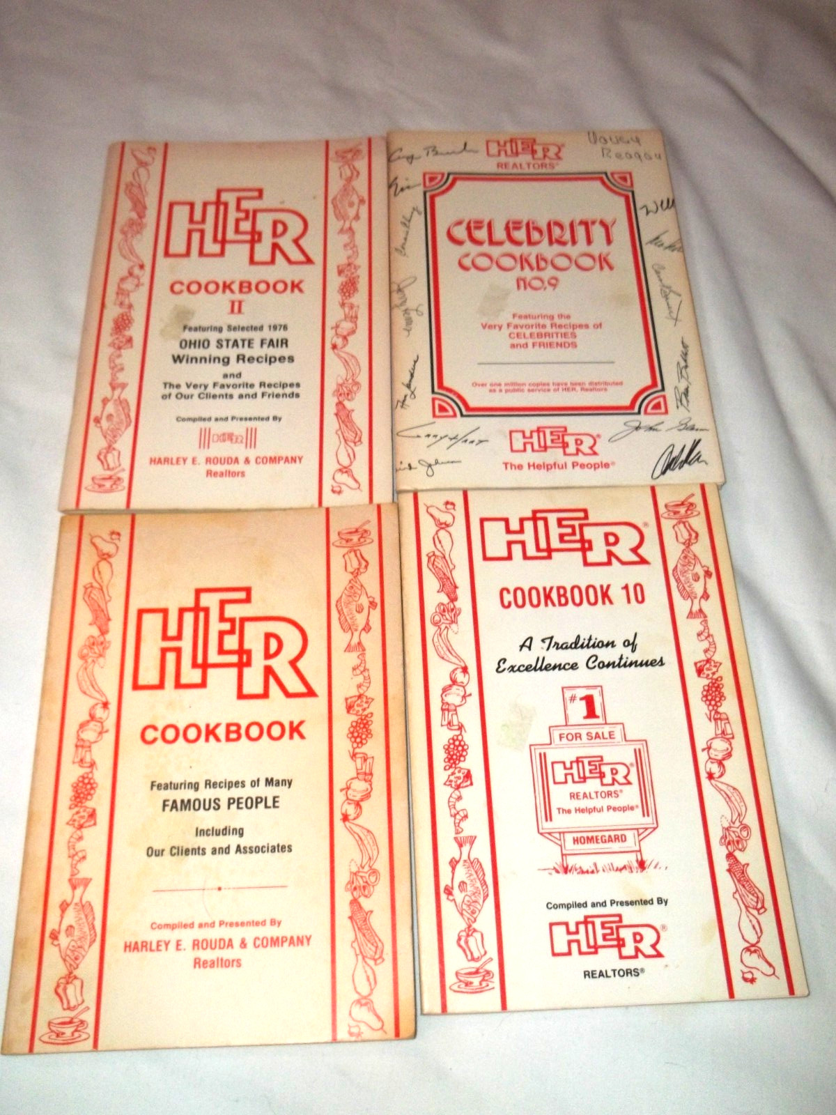 4 VTG HER Realtors Cookbooks #1 #2 # #9 Celebrity Famous People Ohio State Fair