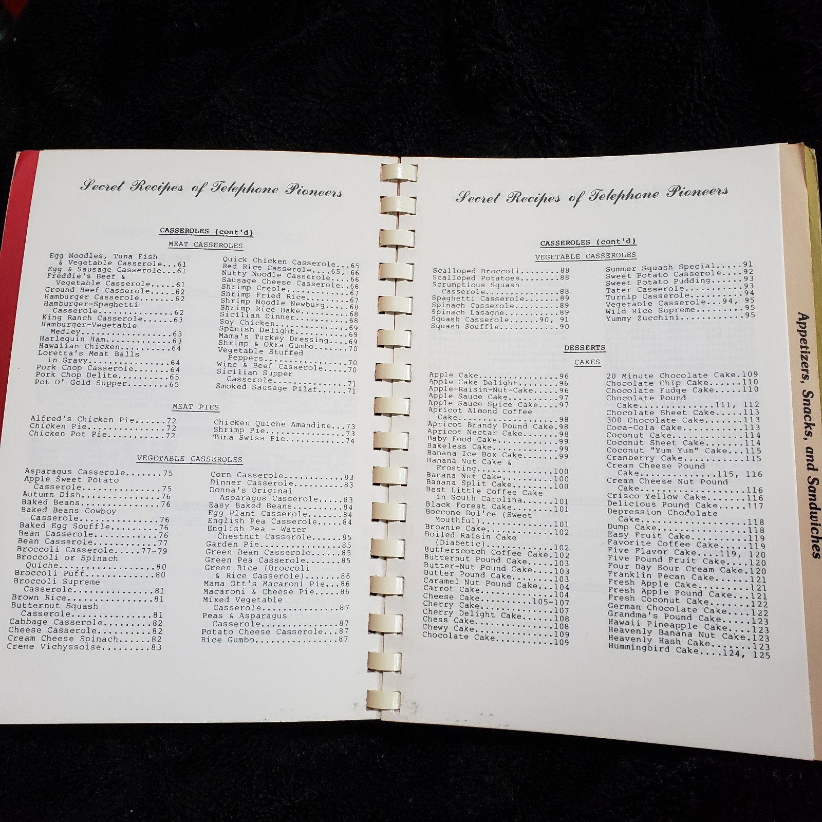 Secret Recipes of Telephone Pioneers Cookbook Chaper 1961 South Carolina 1982