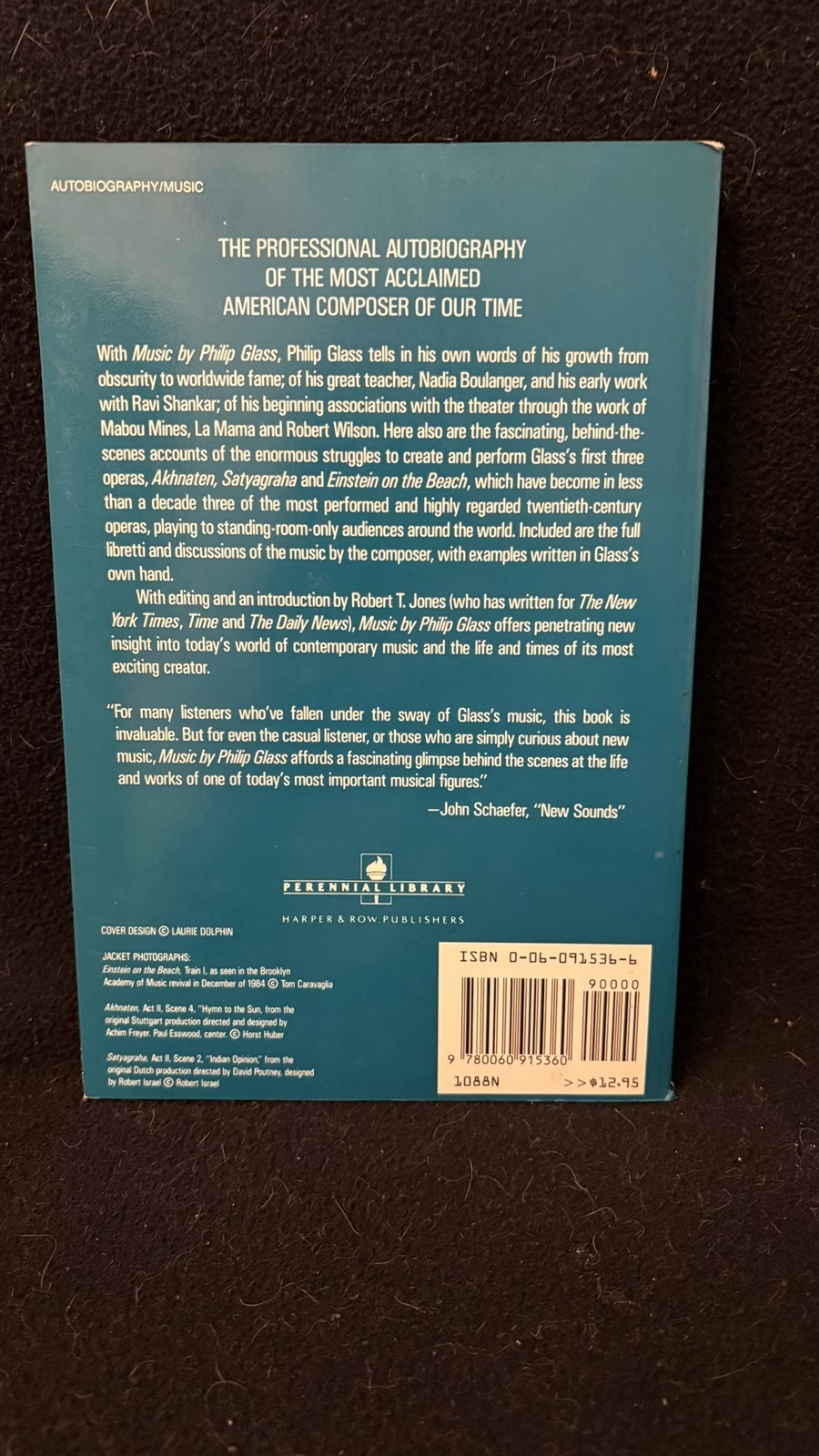 MUSIC BY PHILIP GLASS – by Philip Glass – 1987 PB 1ST EDITION NM