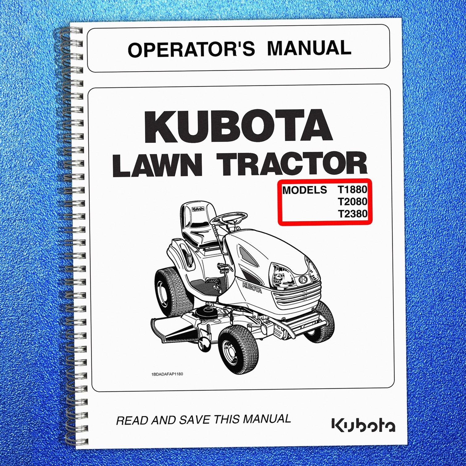 KUBOTA T1880 T2080 T2380 Operators Manual, SECURED – COVERING – XL FOLDOUT PAGES
