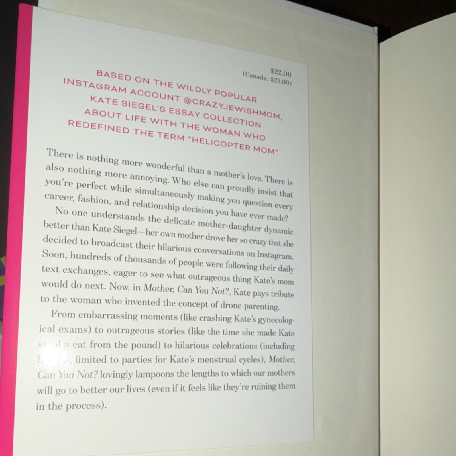 Mother, Can You Not? by Kate Siegel Hardcover Crown Archetype 2016 Humor