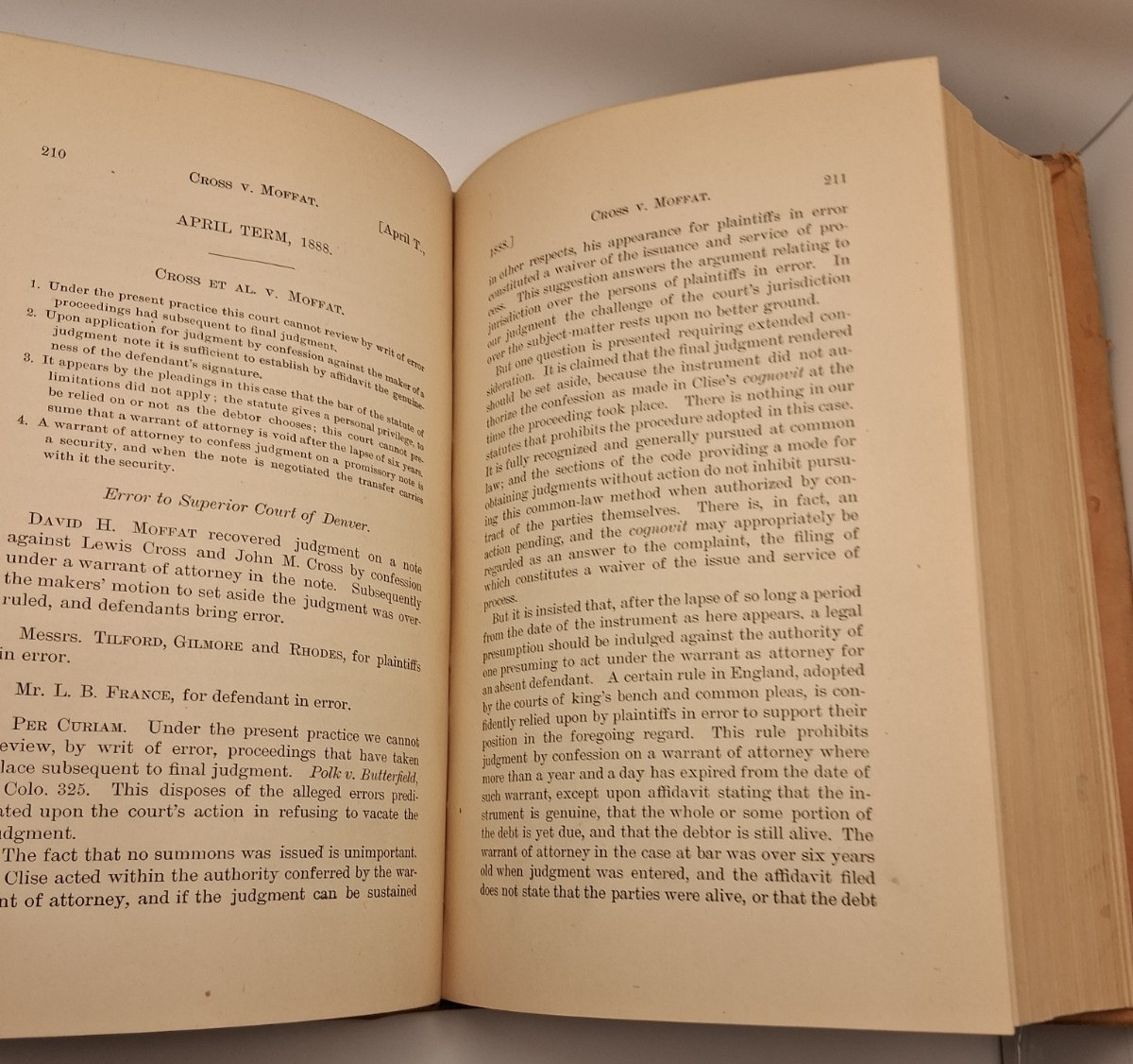Colorado Reports: Cases Adjudged September 1889 Volume XI (11) Leather Law/Legal