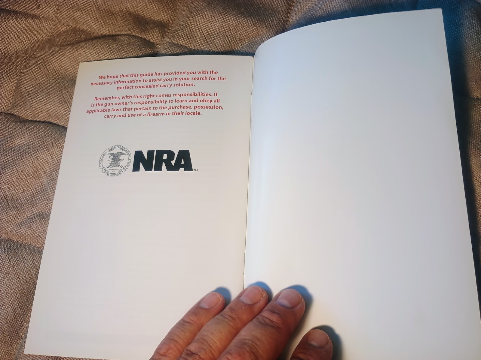 2011 NRA Concealed Carry Holster Guide 18 Page Booklet