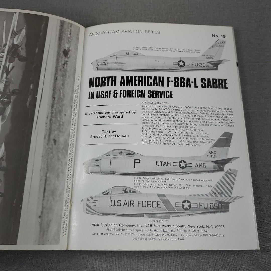 North American F-86A-L Sabre USAF Foreign Service 1970 Book Arco-Aircam Aviation