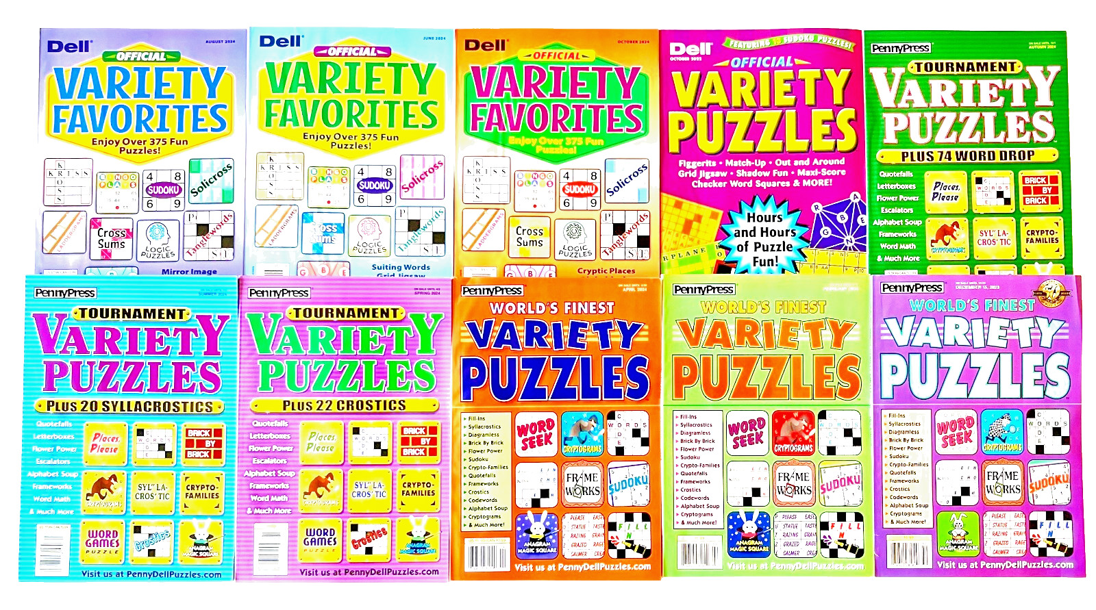 NEW Lot 10 Dell Penny Press Variety World Finest Solvers Tournament Puzzle Books