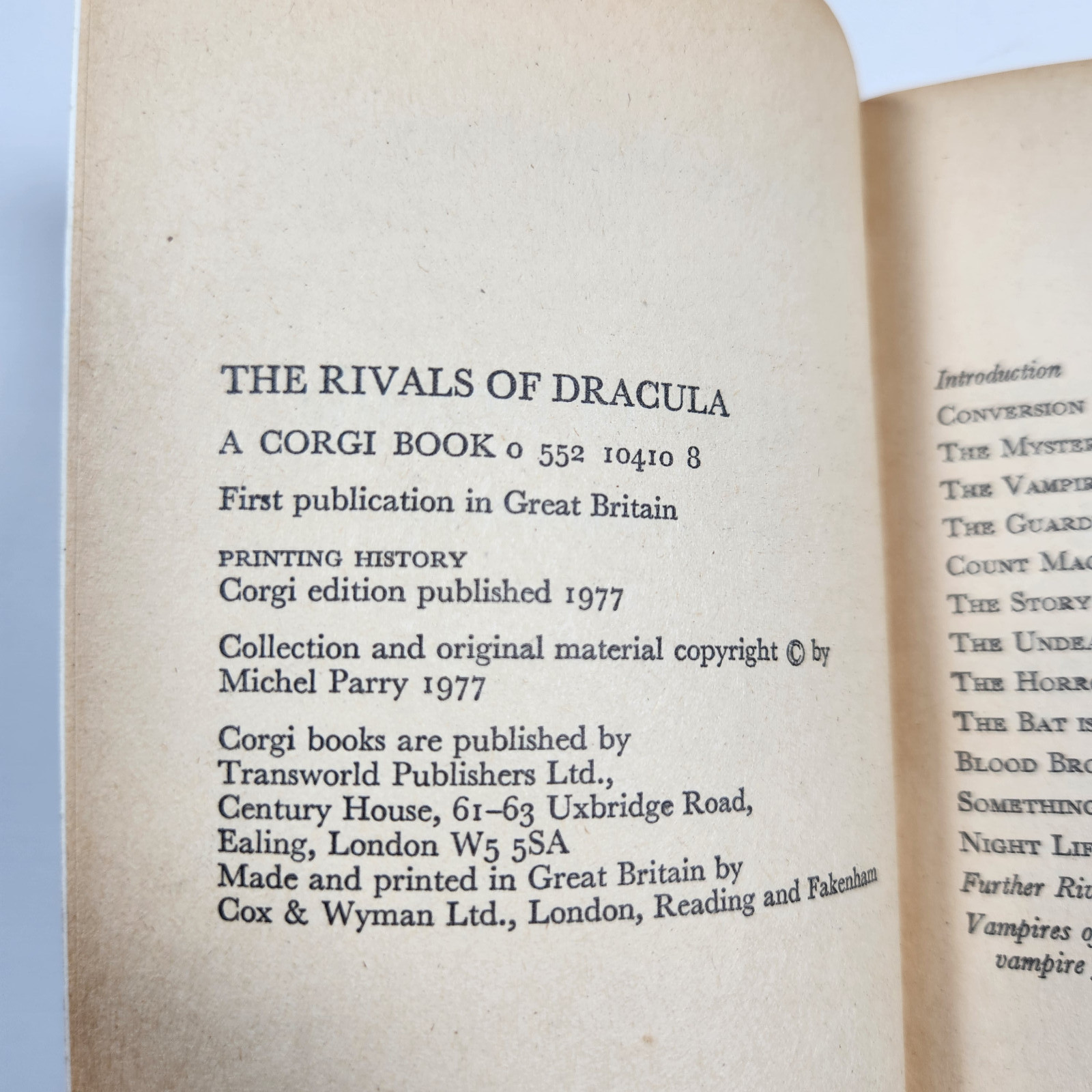 Rivals of Dracula Century of Vampire Fiction Michel Parry Vtg Corgi Ed 1977 MMPB