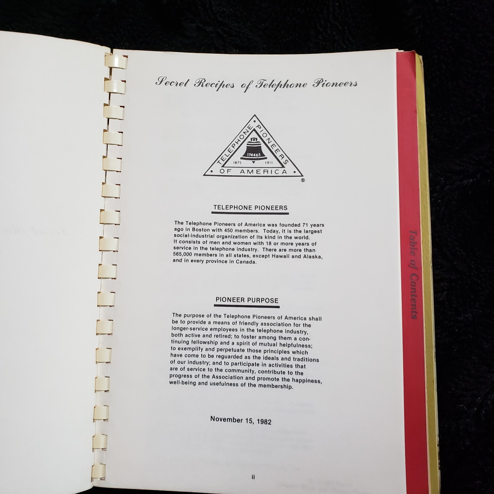 Secret Recipes of Telephone Pioneers Cookbook Chaper 1961 South Carolina 1982