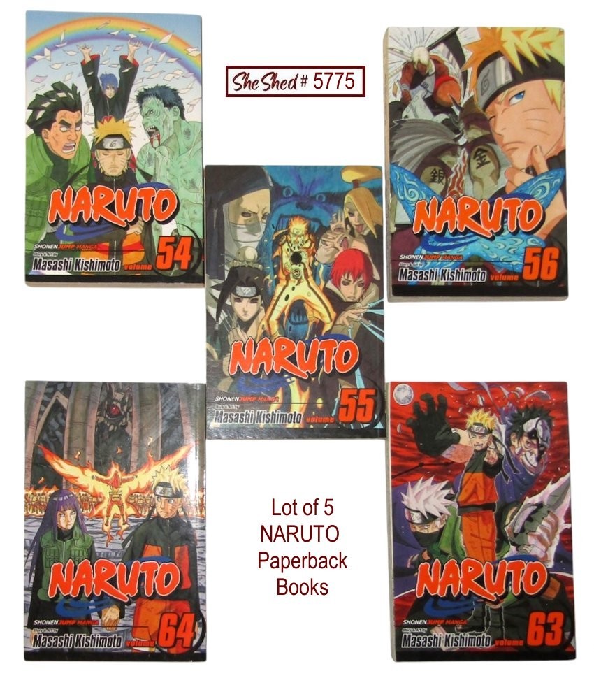 Naruto Manga Lot of 5 Paperback Books Vol 54 55 56 63 64 Masashi Kishimoto