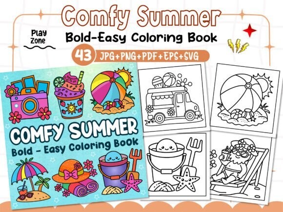 Comfy Summer coloring book for all ages