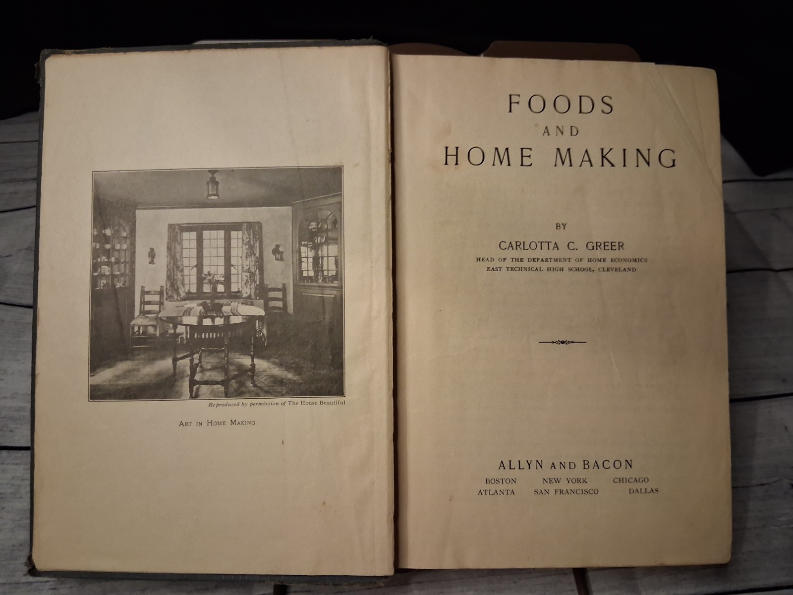 Antique vintage cookbook Foods & Home Making 1928 Greer home economics textbook