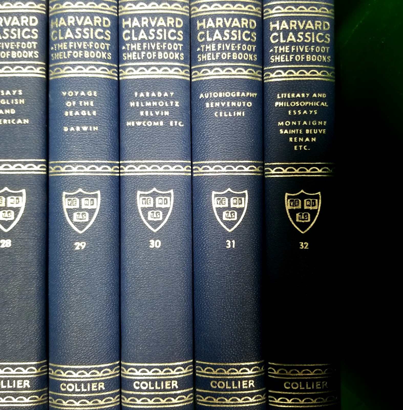 Harvard Classics Five Foot Shelf of Books Vols 21-35 EUC 1910 Blue Silver HC Col