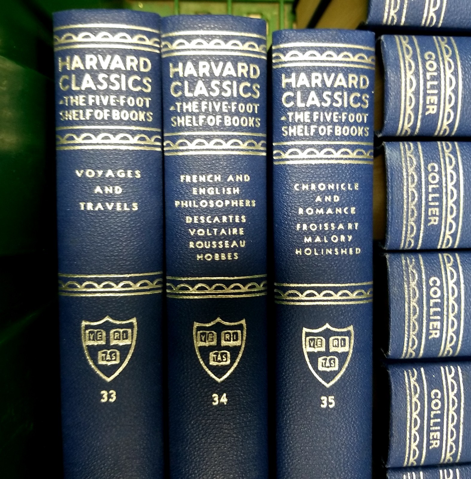 Harvard Classics Five Foot Shelf of Books Vols 21-35 EUC 1910 Blue Silver HC Col