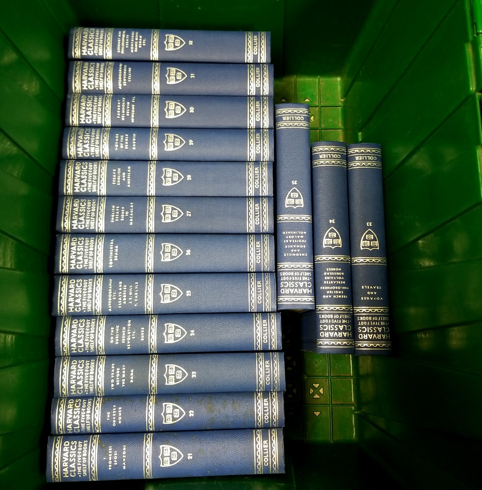 Harvard Classics Five Foot Shelf of Books Vols 21-35 EUC 1910 Blue Silver HC Col