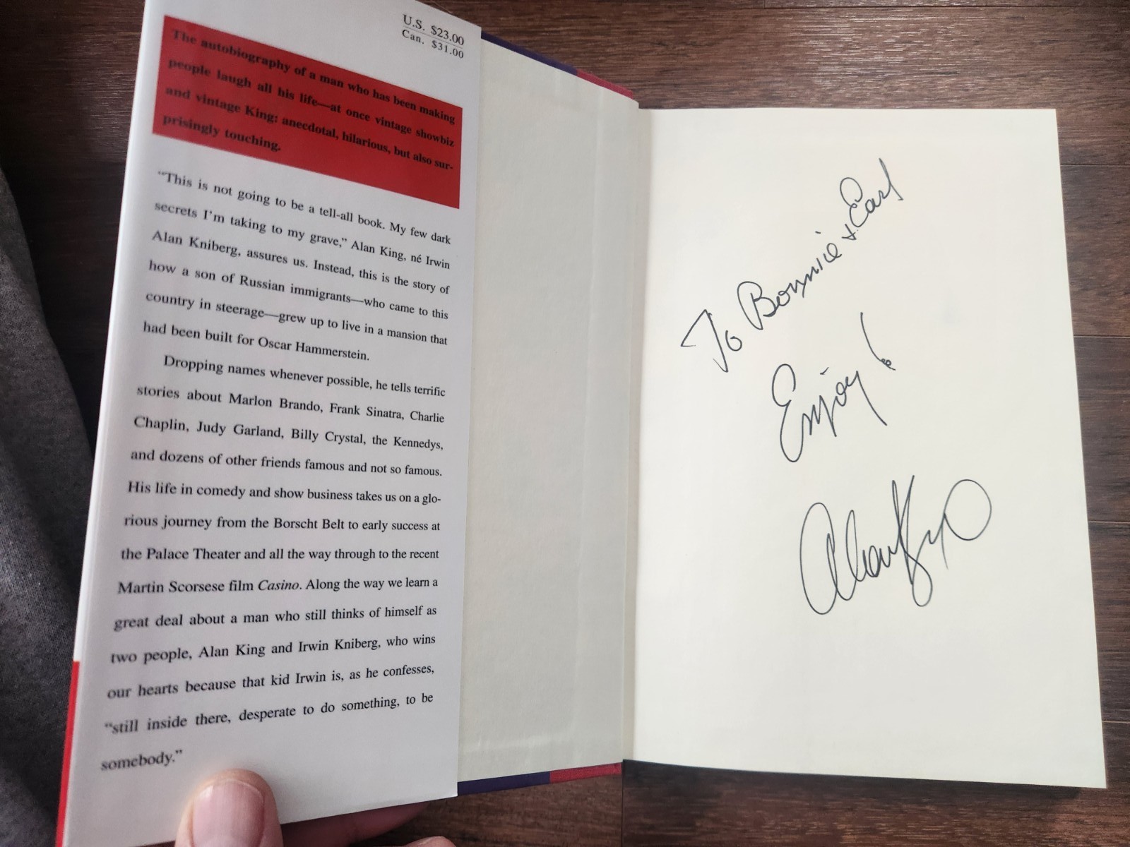 Alan King SIGNED Name-Dropping Life and Lies of First Edition Hardcover COA