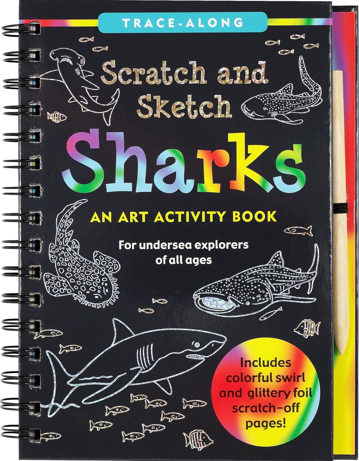 Scratch & Sketch Sharks (Trace Along) Peter Pauper Press hardcover Good