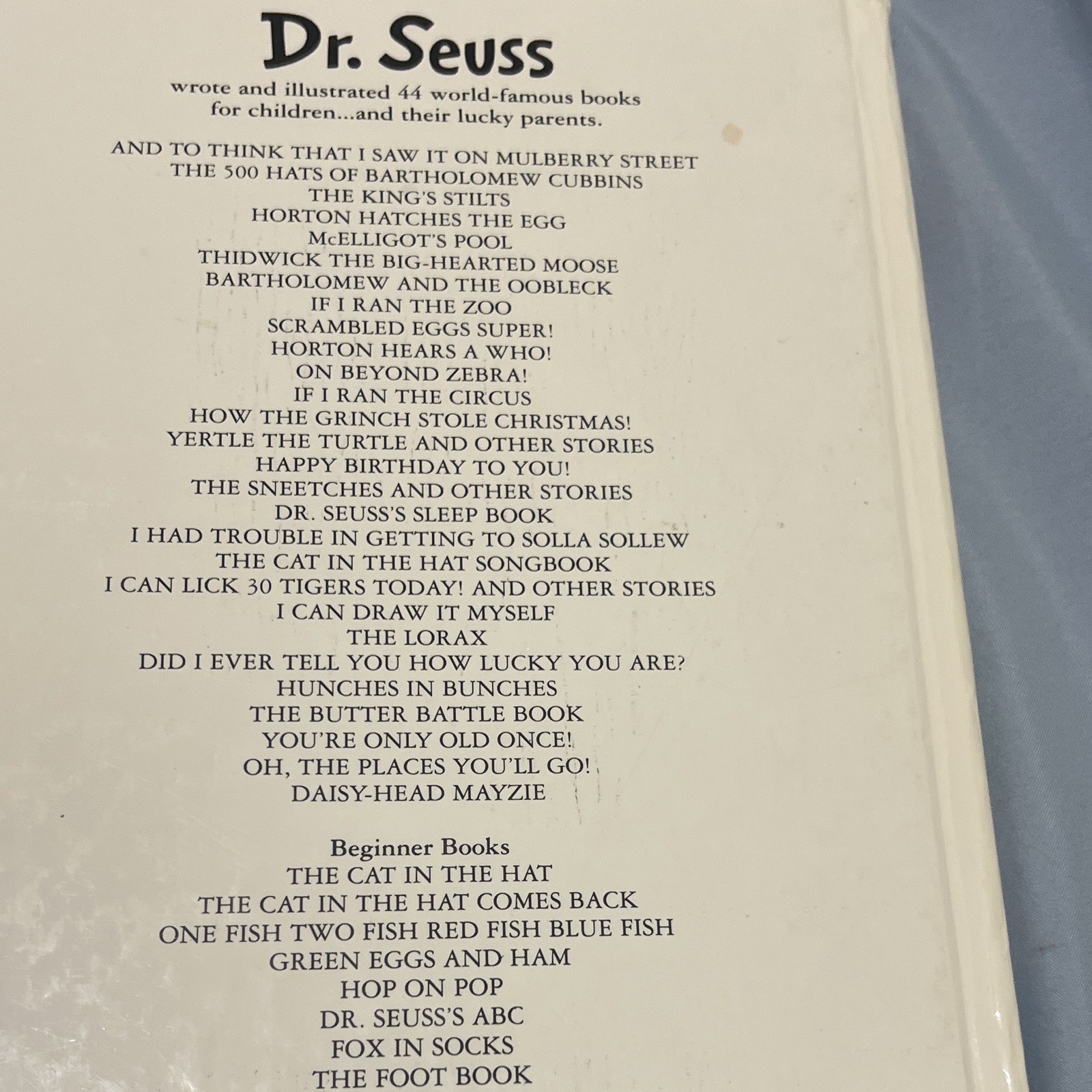Dr. Seuss The Lorax 1971 Hardcover Illustrated Classic Seuss Ser. Random House