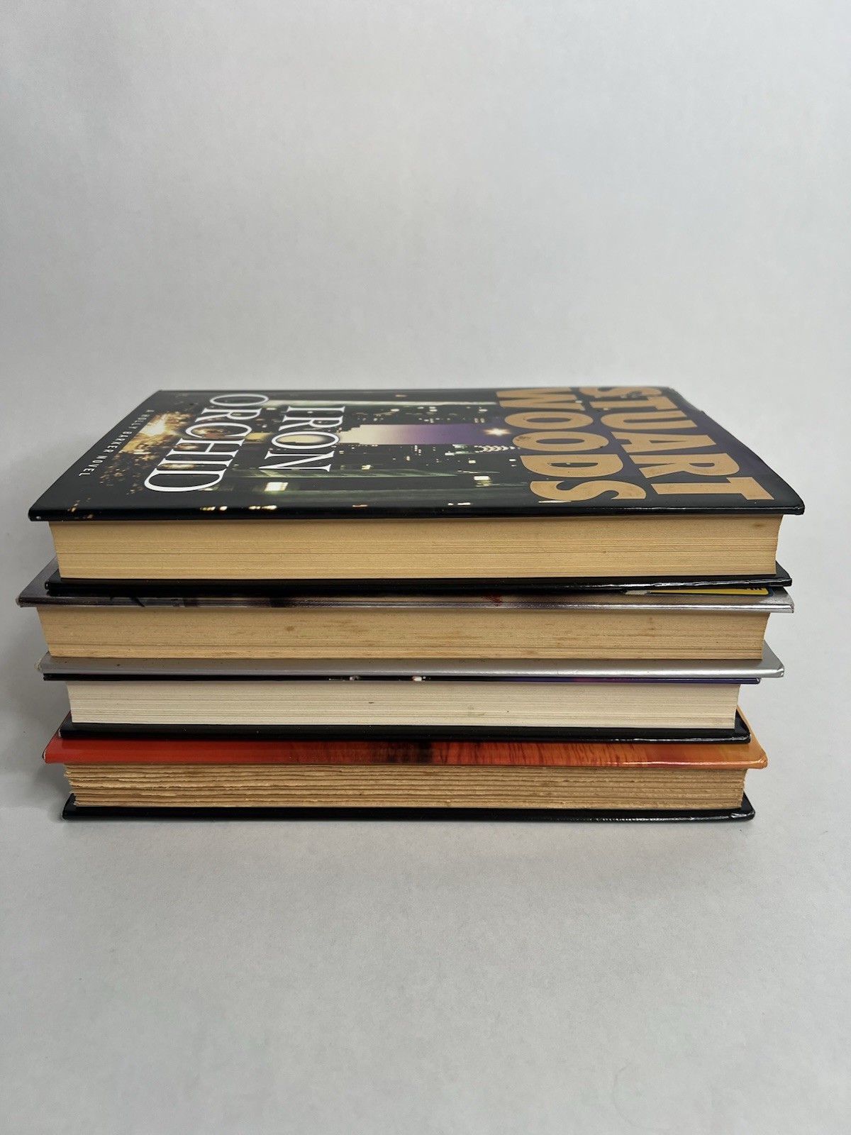 Lot of 4 Stuart Woods Hardback Books Book Holly Barker Iron Orchid Beach Dirt