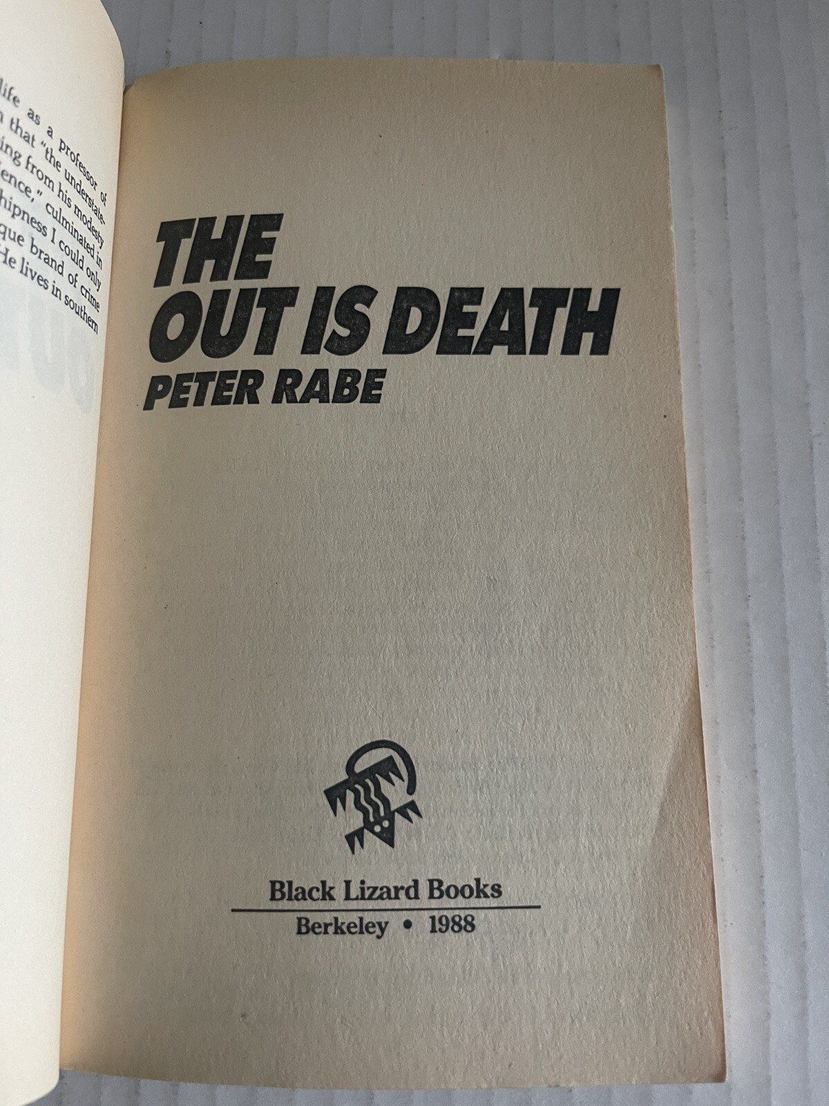 The Out Is Death ~ Peter Rabe ~ 1988 (1270)