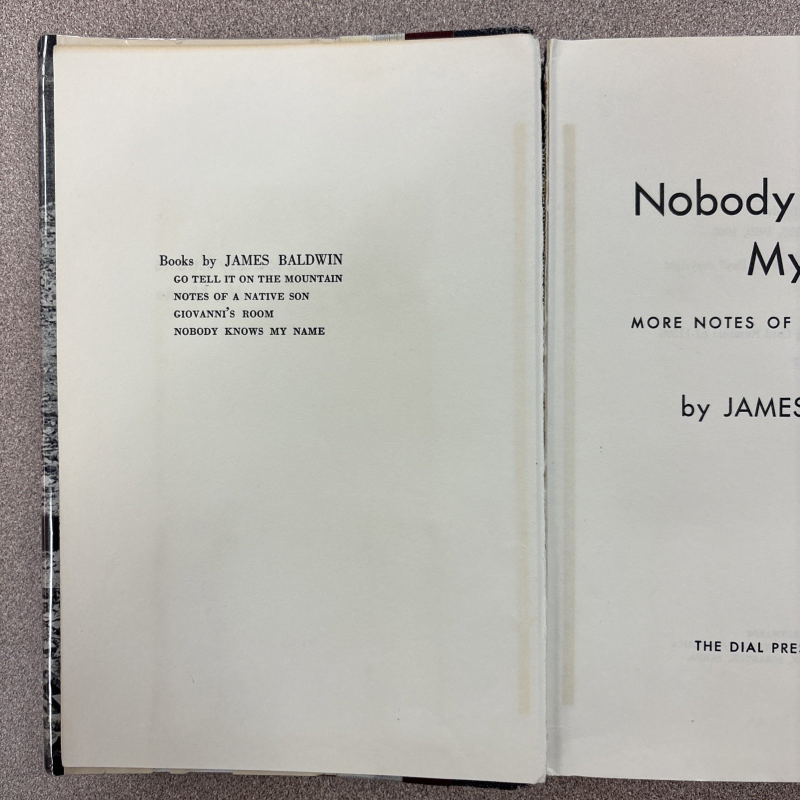 Nobody Knows My Name James Baldwin HCDJ Ex-Library Good 6th Printing 1967 Dial
